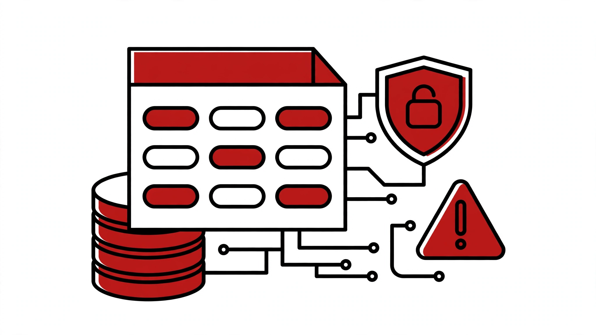 CVE-2026-112327: Amelia booking plugin SQL injection — flat vector illustration of a booking calendar, database and security shield