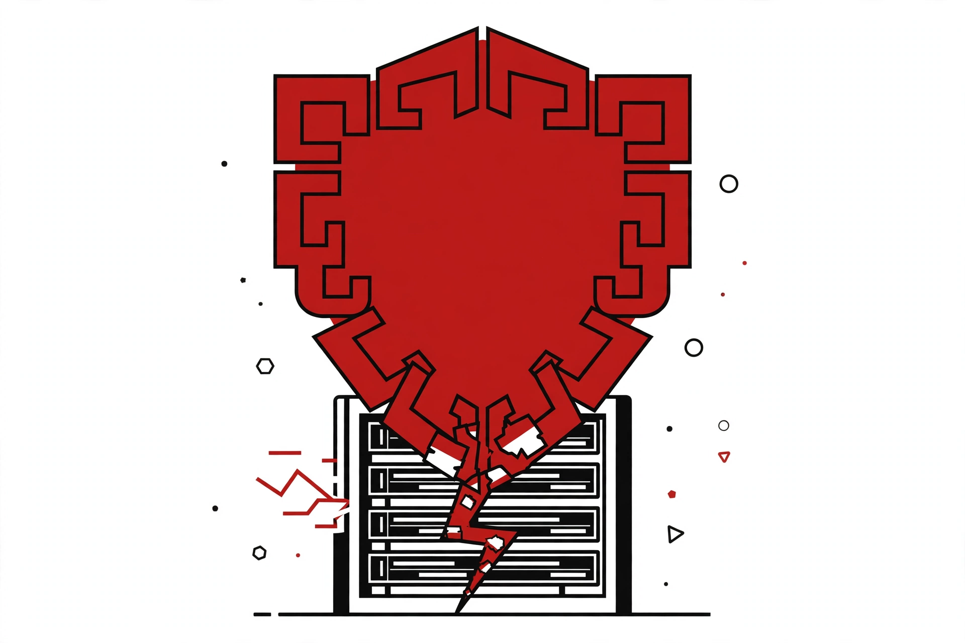 PHP2Shell critical PHP RCE: shield sealing a cracked server rack — patch your WordPress site's PHP version today